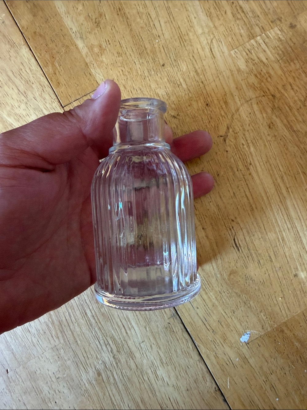 Clear Ribbed Glass Bottle/Vase